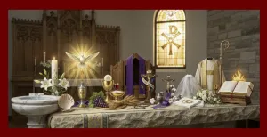 Symbols for the seven Sacraments of the Catholic Church